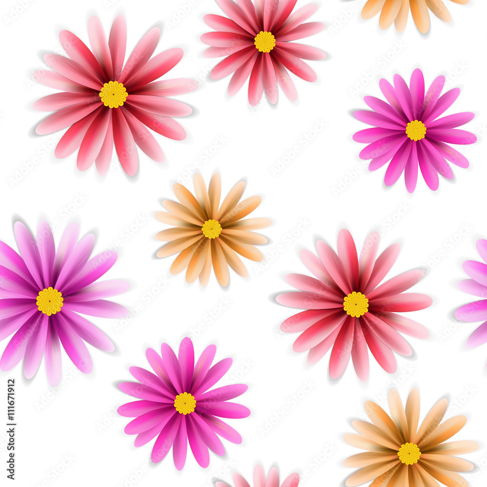 Seamless daisies vector pattern. Illustration for print or web design Seamless daisies vector pattern. Illustration for print or web design