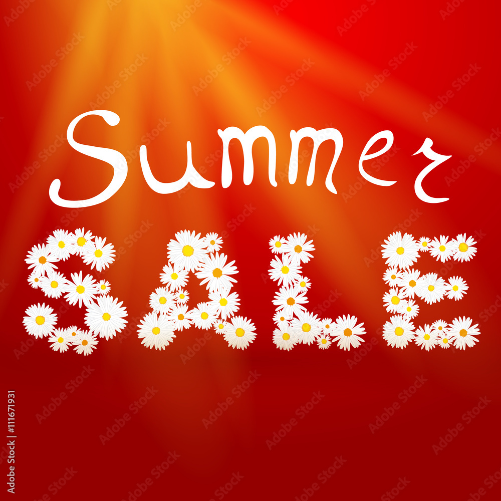 Summer sale message with flowers