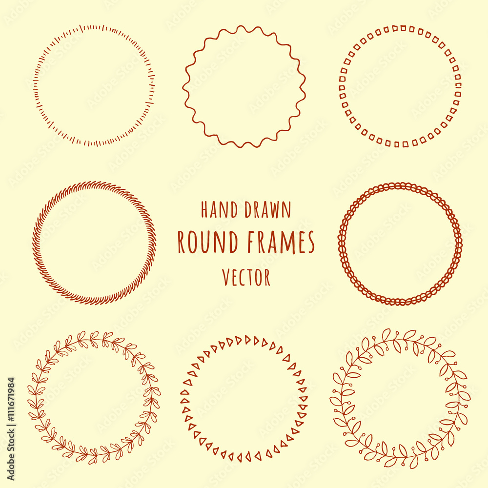 Set of hand drawn doodle frames. Vector illustration Set of hand drawn doodle frames. Vector illustration