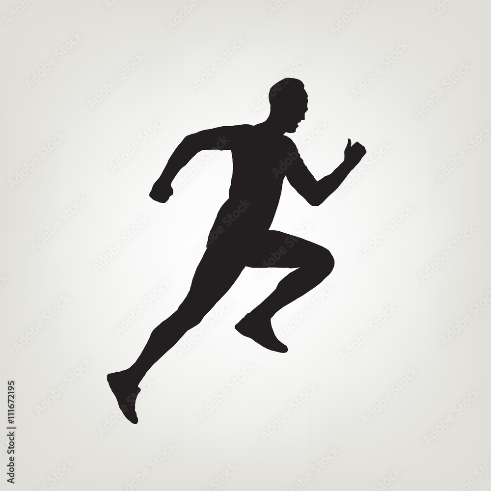 runner silhouette . Isolated on grey background