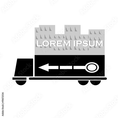Outline truck and building blocks logo vector illustration.