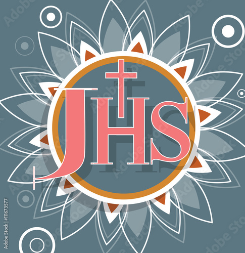 JHS Christogram Symbol Floral Background