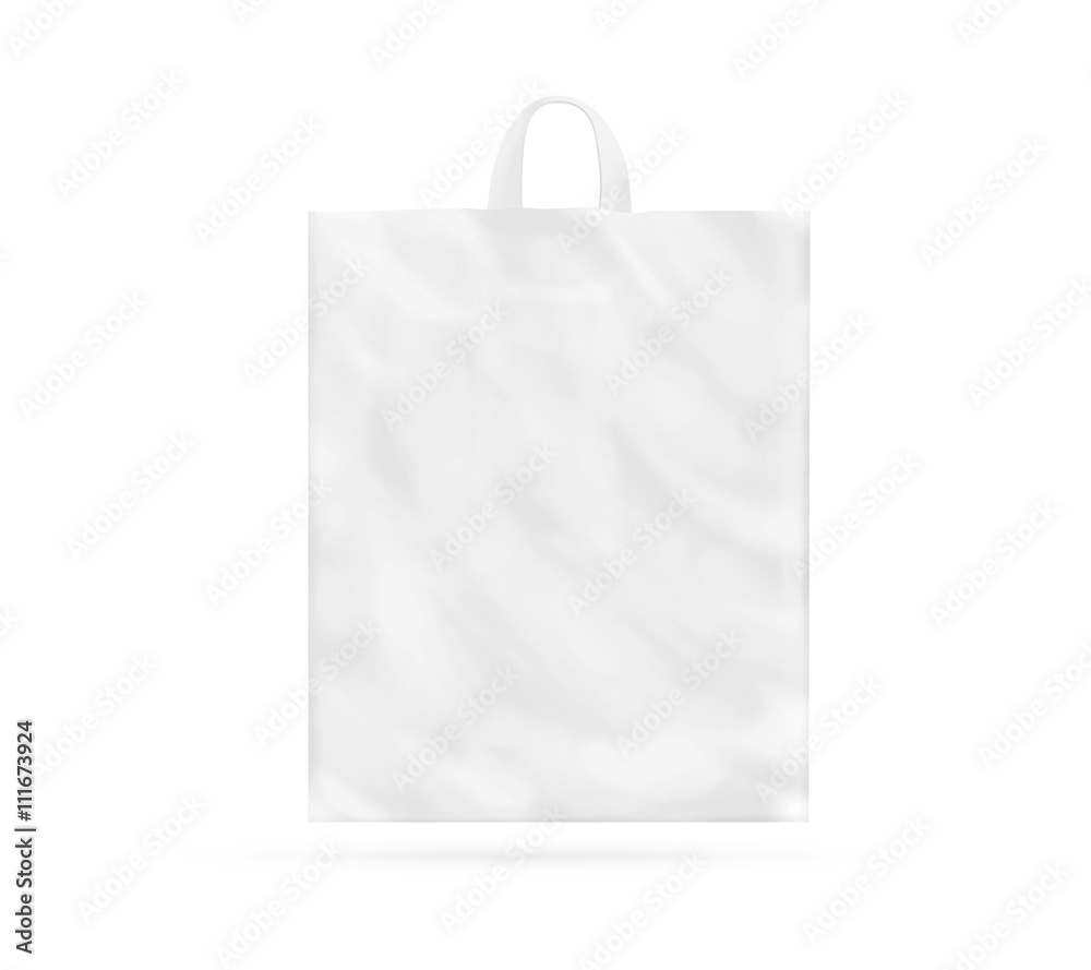 Blank white plastic bag with handle mock up isolated Stock Illustration |  Adobe Stock