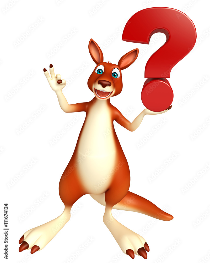 fun Kangaroo cartoon character with question sign fun Kangaroo cartoon character with question sign