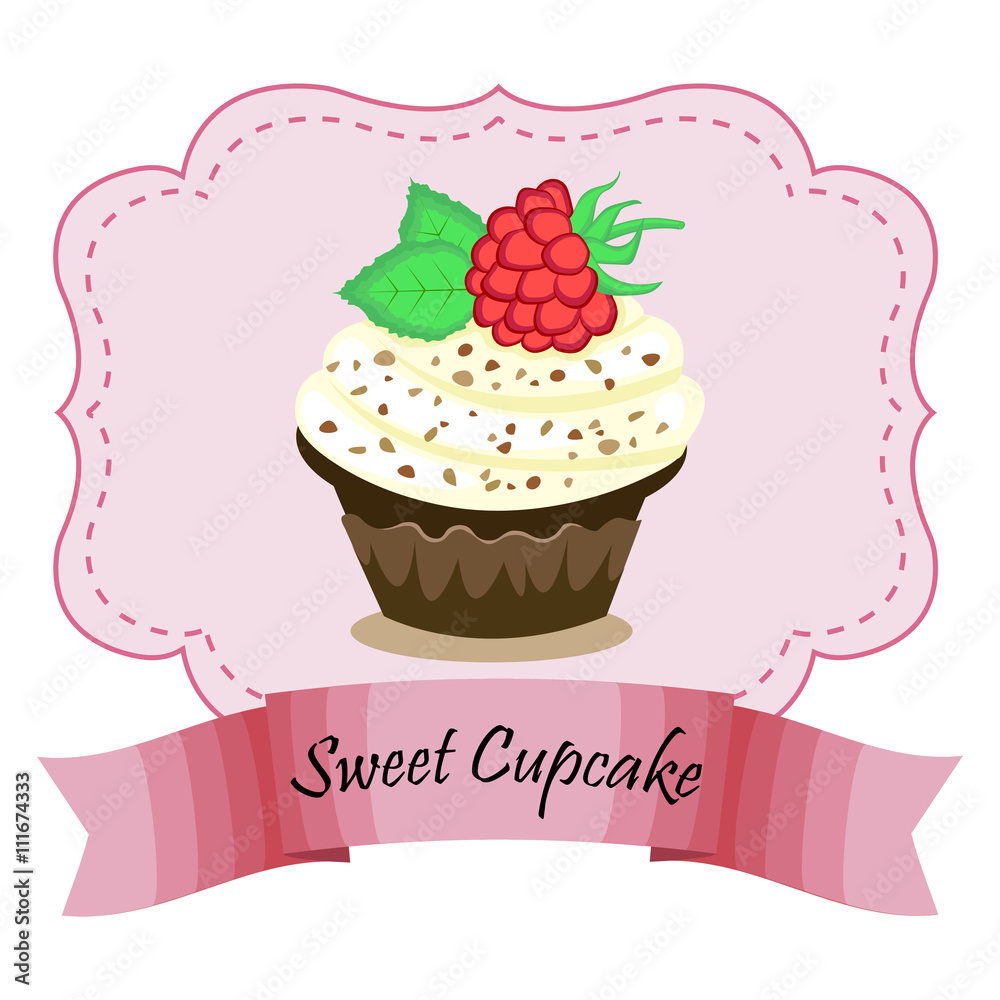 design Vector frame with cake with raspberries. eps 10 vector illustration design Vector frame with cake with raspberries. eps 10 vector illustration