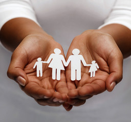 african american female hands with paper family