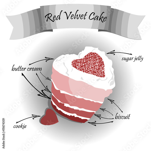 design Vector frame with red velvet cake and cookies. eps 10 vector illustration