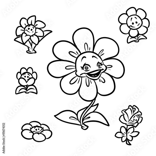 Flower daisy rose cartoon illustration isolated image character  