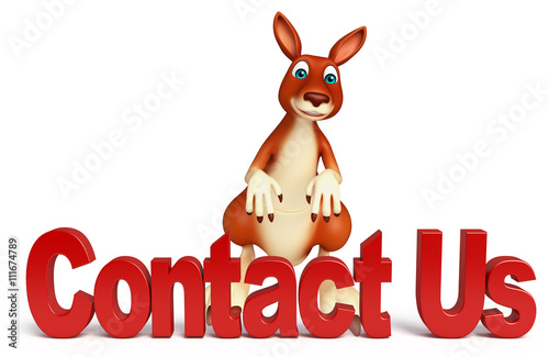 fun Kangaroo cartoon character  with contact us sign © visible3dscience