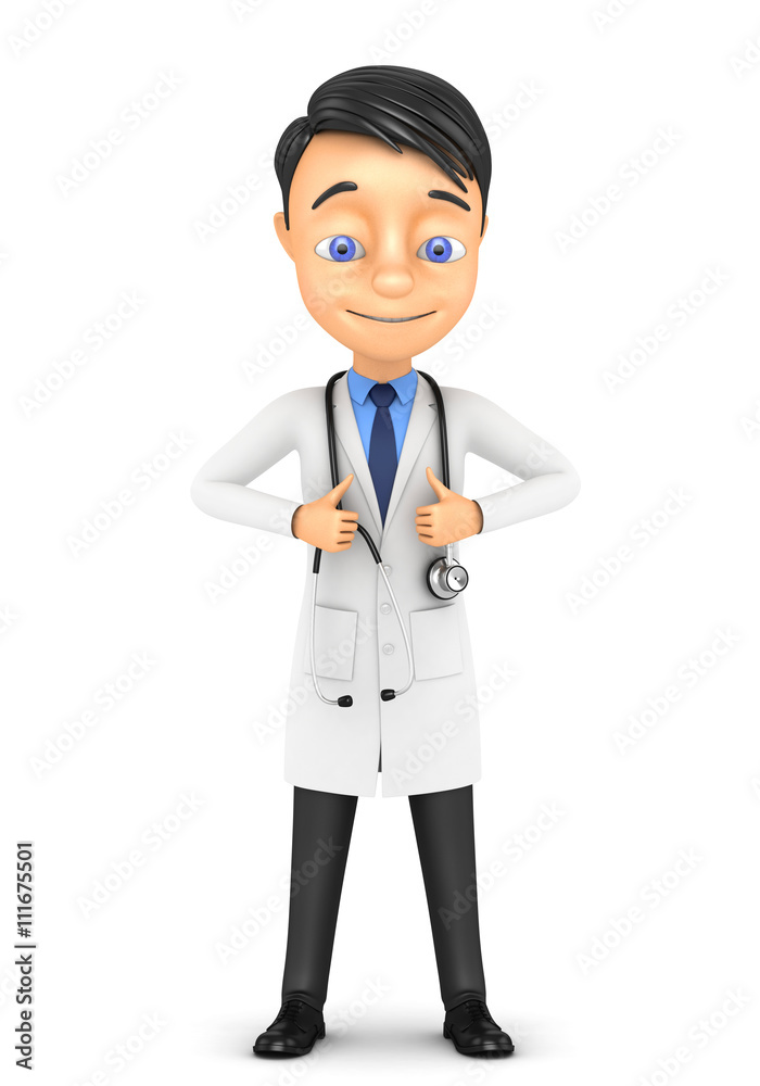 3d cheerful doctor standing on a white background 3d cheerful doctor standing on a white background