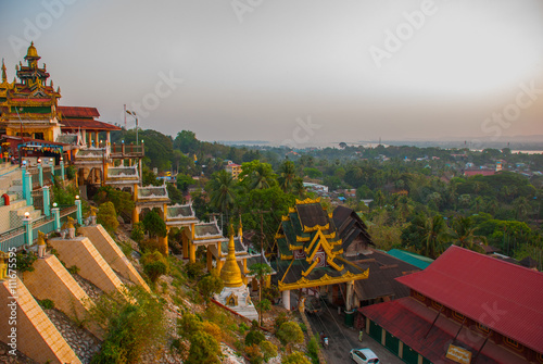 Top view of the city Mawlamyine from the pagoda Kyaik Tan Lan. Myanmar. Burma. photo