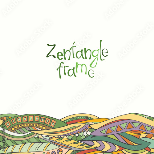 Decorative frame from abstract elements of hand-drawn and painted. 
Style zentangl.