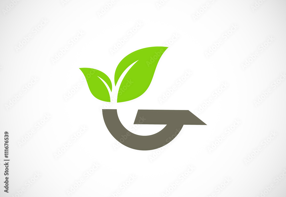 letter G green leaf logo Stock Vector | Adobe Stock