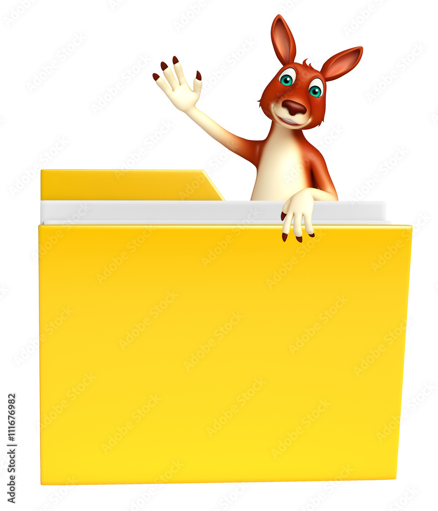 Obraz premium fun Kangaroo cartoon character with folder