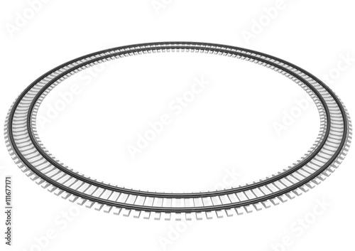 3D Illustration of a Single looped railroad track isolated