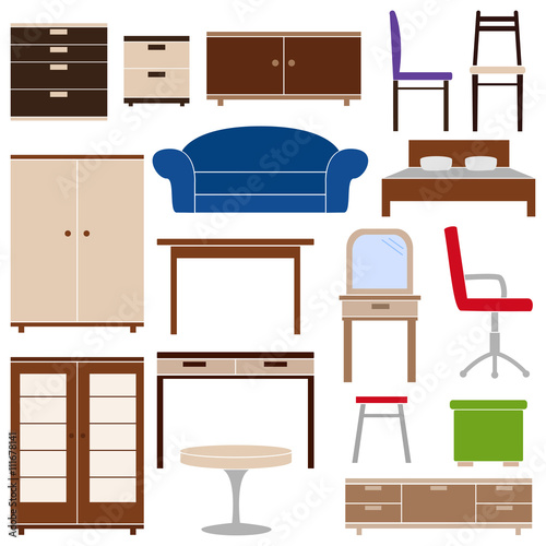 Set of furniture icons, vector illustration