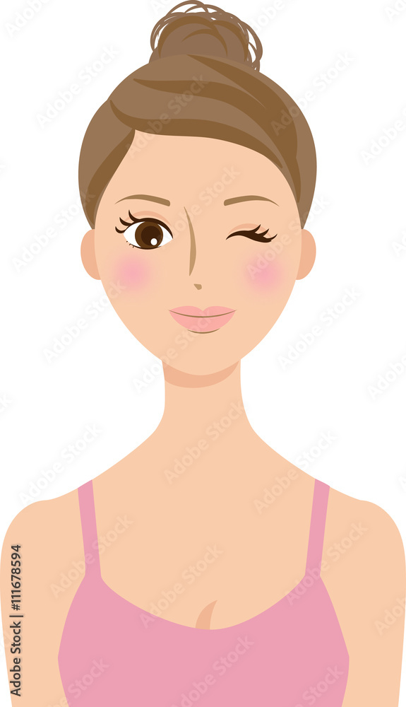 ウインクする女性 美容 スキンケア ウインクする女性 美容 スキンケア
