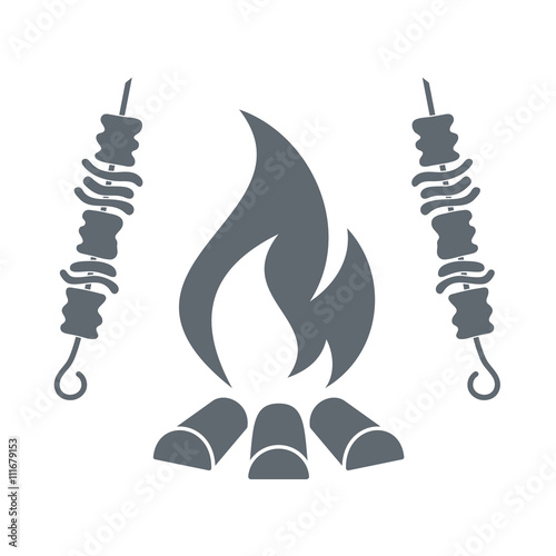 Fire and kebab icon on white background
