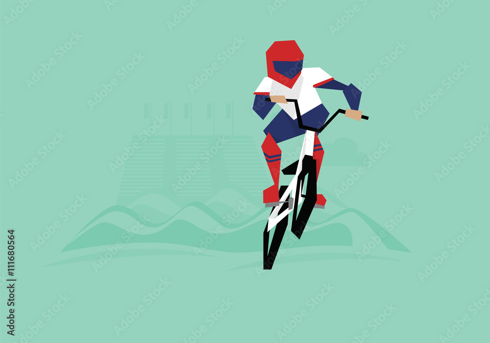 Illustration Of BMX Cyclist Competing In Event 