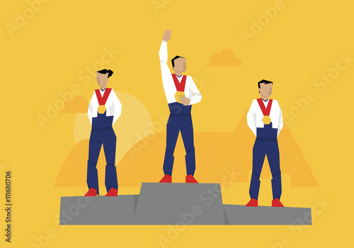 Illustration Of Medal Winners Standing On Podium At Event