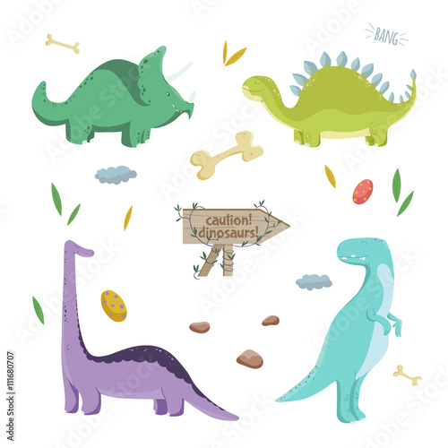 Fototapeta Naklejka Na Ścianę i Meble -  Dinosaurs set. Vector illustration.