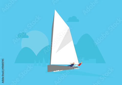 Illustration Of Yacht Competing In Sailing Event 