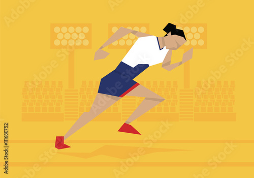 Illustration Of Female Athlete Competing In Sprint Race