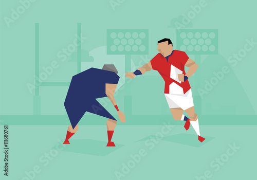 Illustration Of Male Soccer Rugby Competing In Match 