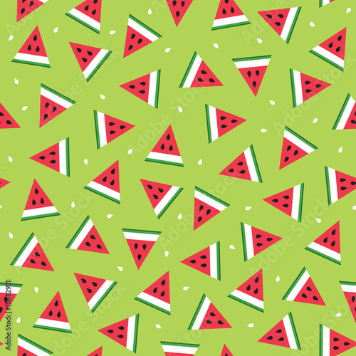 Free Download Seamless pattern of watermelon slices in the geometric style. Fresh summer fruit background. Vector illustration. - GFXLoad