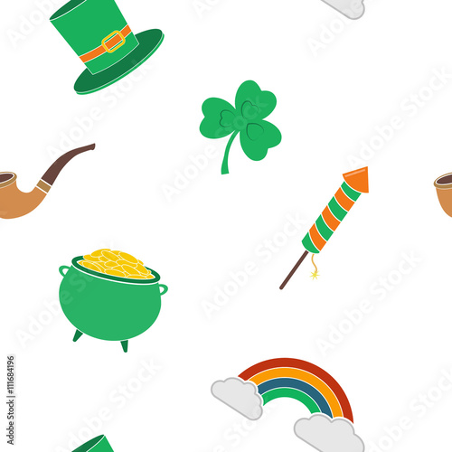 Seamless pattern with saint patricks day icons for your design