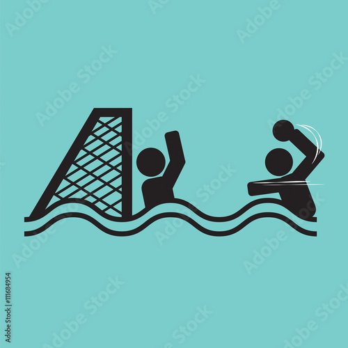 Water Polo Sport Sign Vector Illustration.