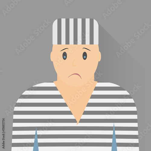Vector illustration. Icon prisoner. prisoner in striped uniform.