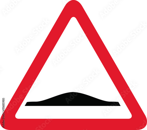 speed bump road red triangle sign