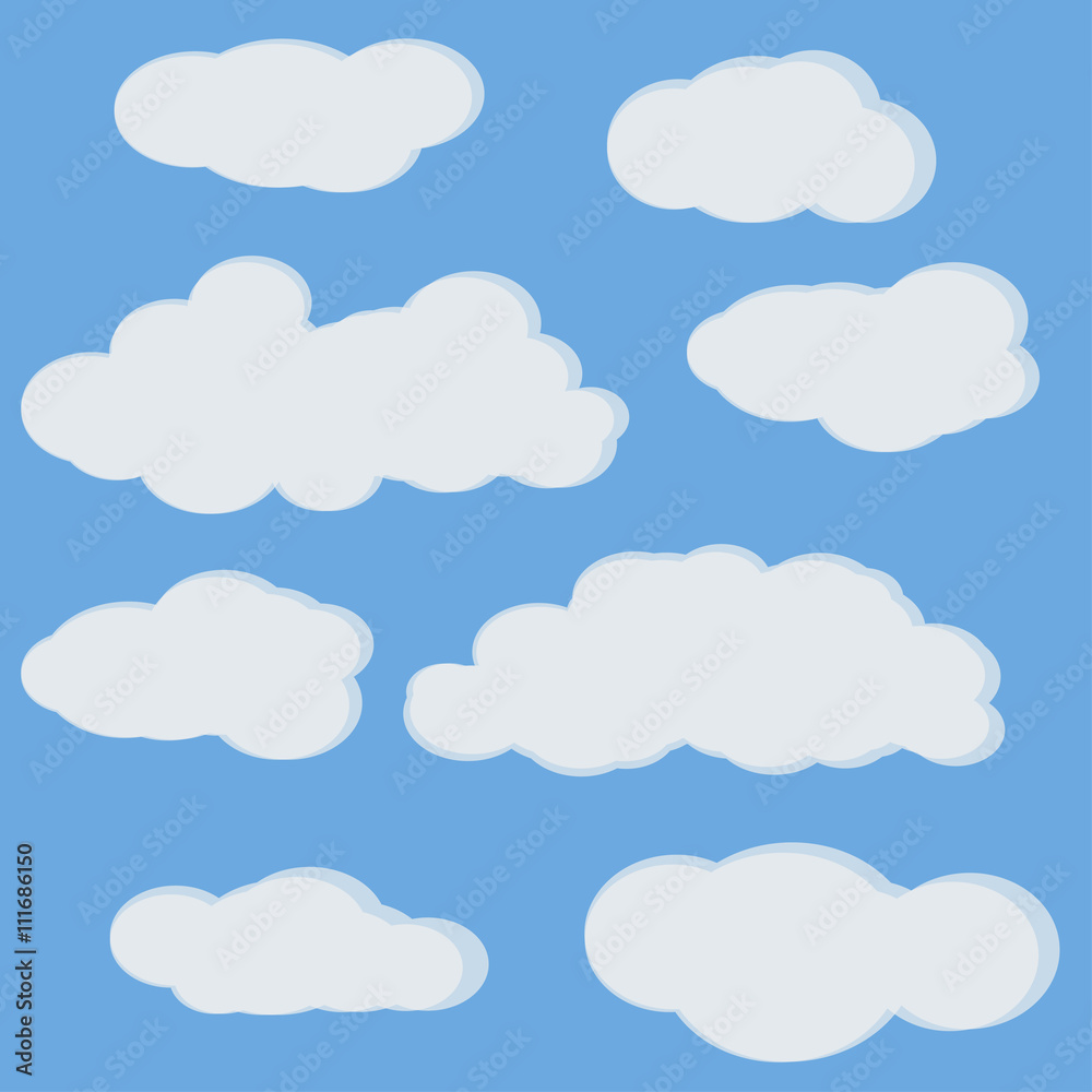 set of clouds on a blue background