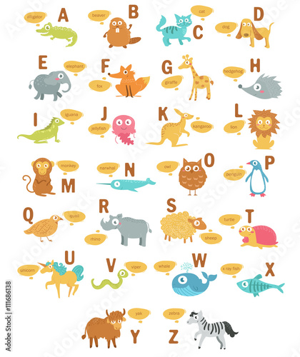 Fototapeta Naklejka Na Ścianę i Meble -  Children's alphabet with animals.