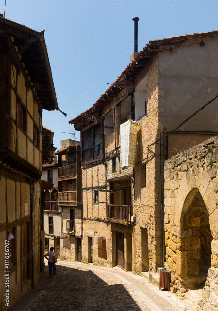 Old narrow street in Frias. Burgos