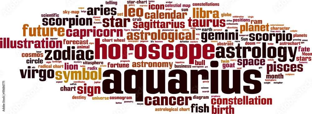 Aquarius word cloud concept. Vector illustration Aquarius word cloud concept. Vector illustration