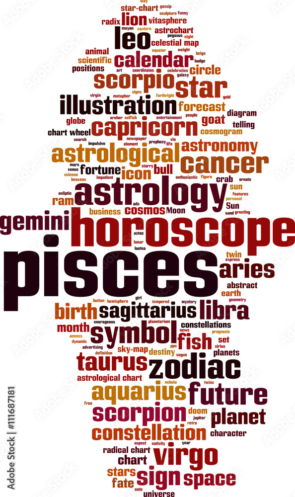 Pisces word cloud concept. Vector illustration Pisces word cloud concept. Vector illustration