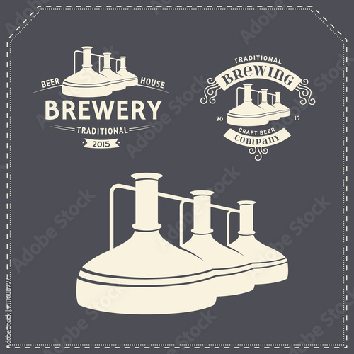 Set - beer brewery elements, icons, logos. Vector