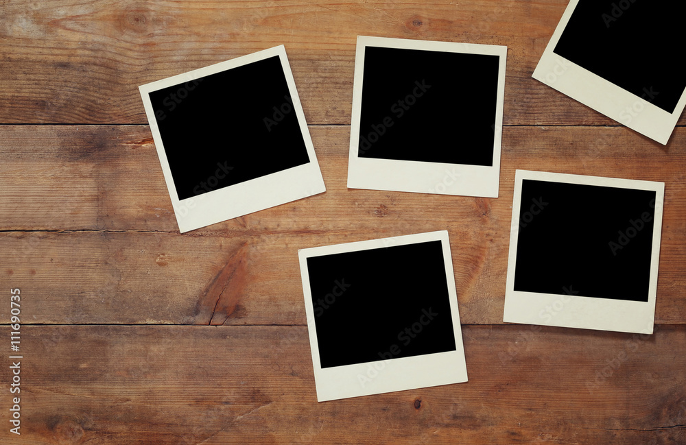 top view of blank instant photos album top view of blank instant photos album