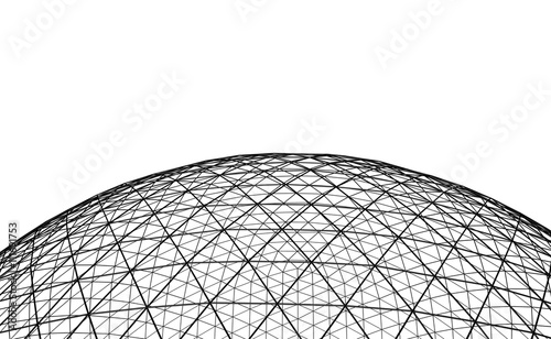 Spherical black grid on white background