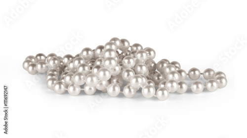 Pearl necklace on a white background