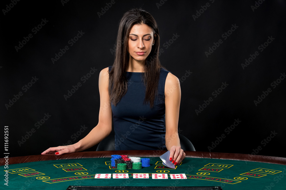 sexy woman with poker cards and chips sexy woman with poker cards and chips