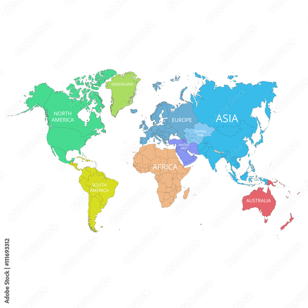 Obraz premium World map with continents. Vector illustration.