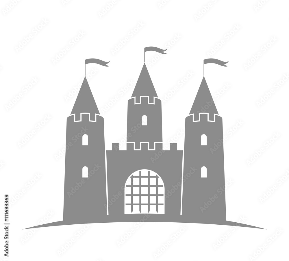 Antique castle. Abstract building on white background