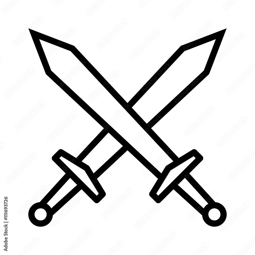 Swords / blades crossed for fight or battle flat icon for games and websites Swords / blades crossed for fight or battle flat icon for games and websites