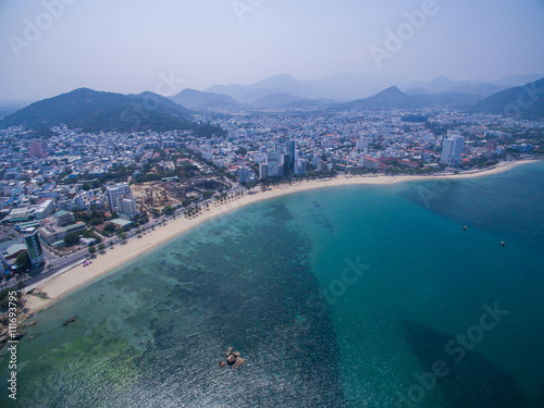 Aerial coast view of Nha Trang Vietnam