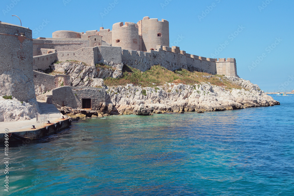 Fortress on sea coast. Château d'If, Marseille, France