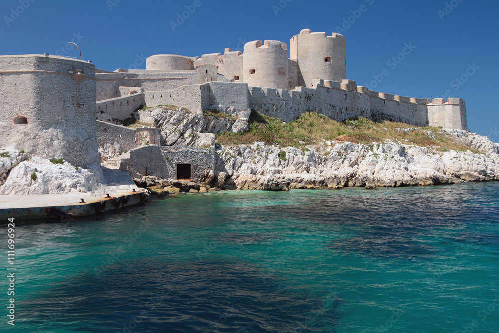 Ancient fortress on coast. Château d'If, Marseille, France