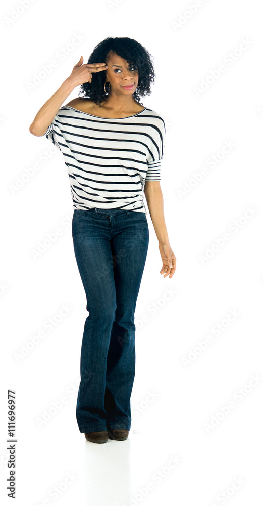 Fototapeta premium female model attractive woman on plein background with copy spac